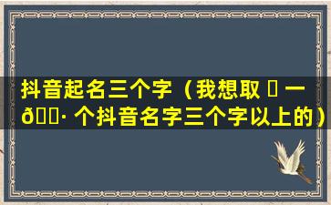 抖音起名三个字（我想取 ☘ 一 🌷 个抖音名字三个字以上的）